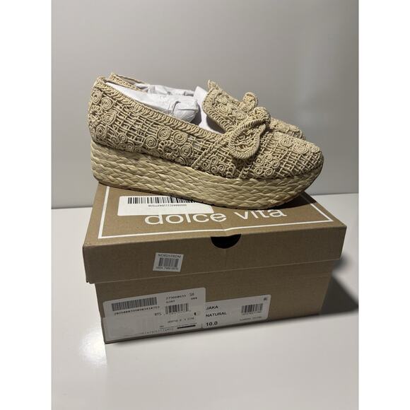 Dolce Vita Jaka Natural Platform Shoes New/Box Sz 10 Boho Chunky Heel Weave - Picture 5 of 13